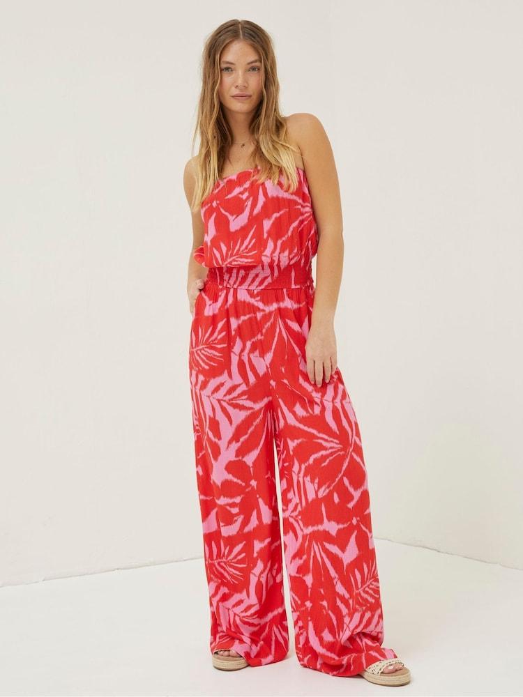 Fat Face Red Bennie Ikat Jumpsuit