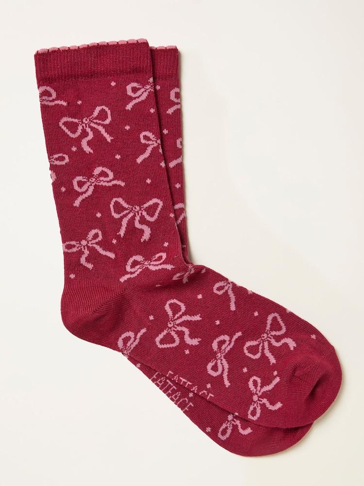Fat Face Red Bow Socks