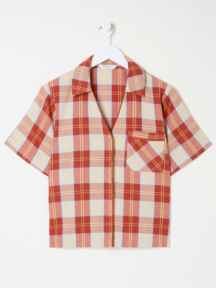 fat face Red Check Pyjama Top