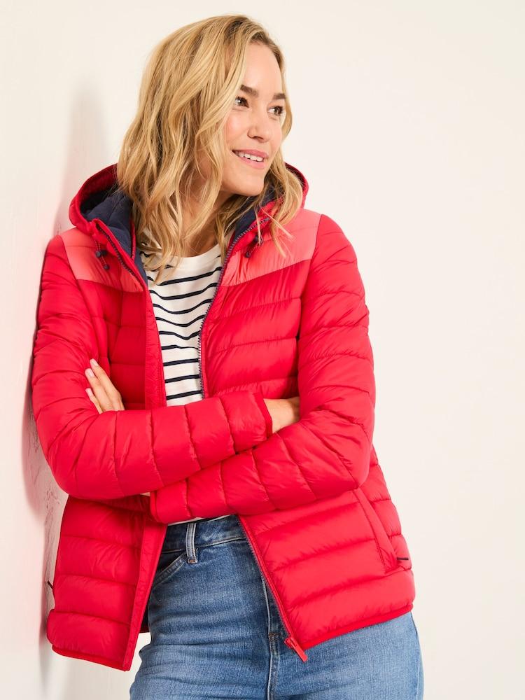 Fat Face Red Garnet Colourblock Puffer Jacket