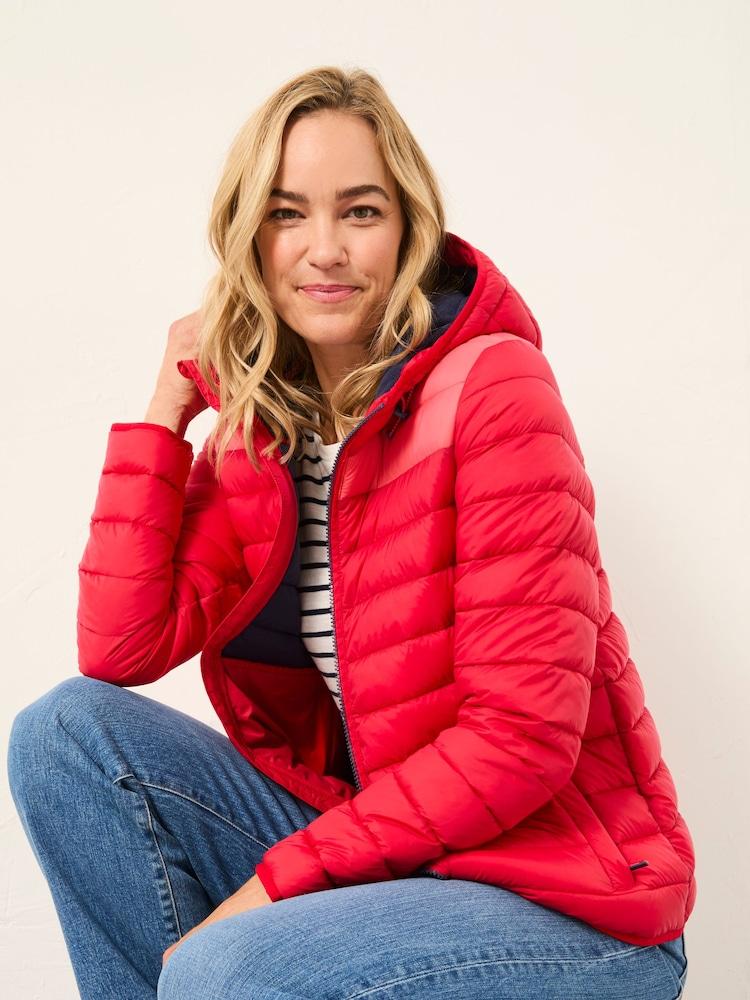 Fat Face Red Garnet Colourblock Puffer Jacket