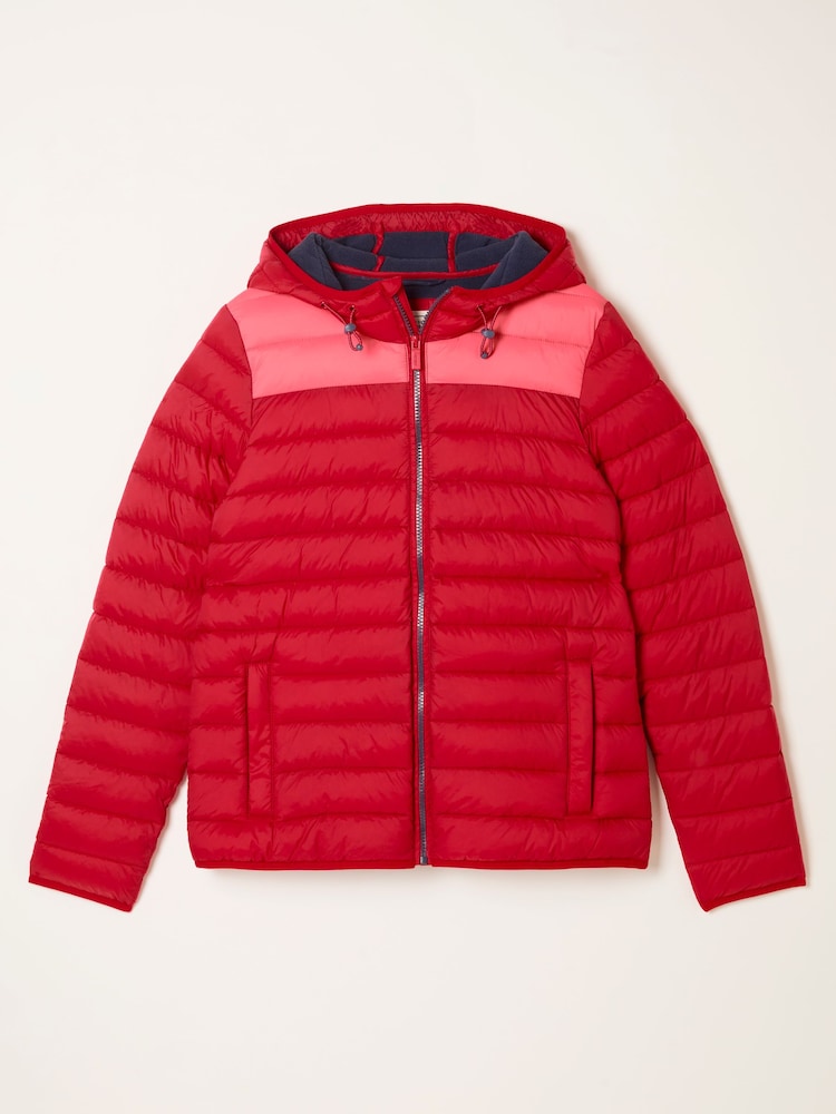 fat face Red Garnet Colourblock Puffer Jacket