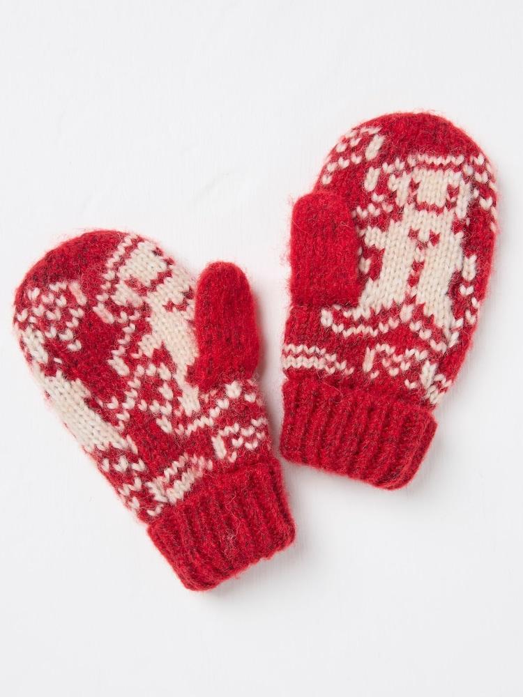 Fat Face Red Gingerbread Mittens