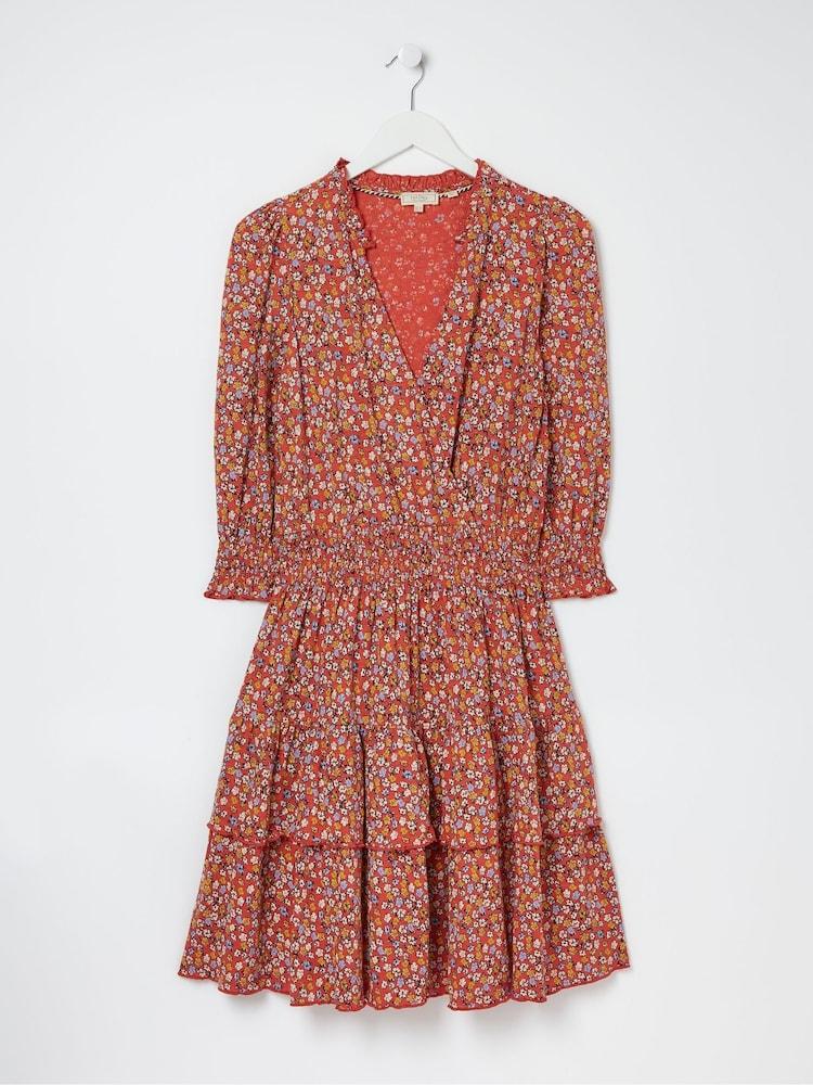 fat face Red Gradient Floral Jersey Dress