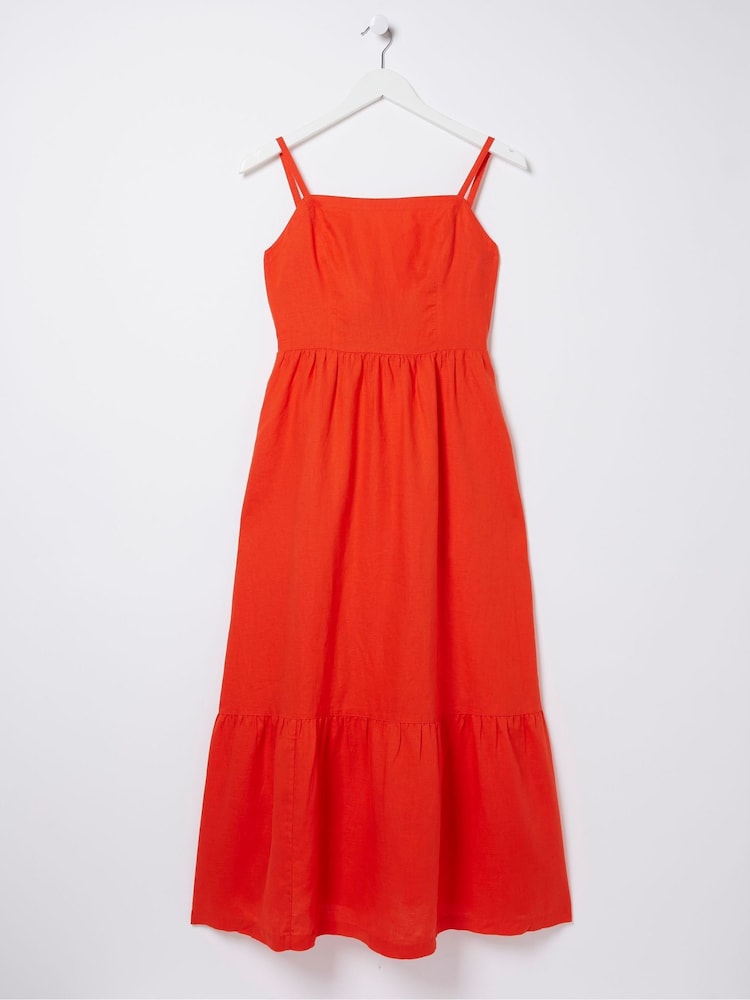 fat face Red Julien Linen Midi Dress