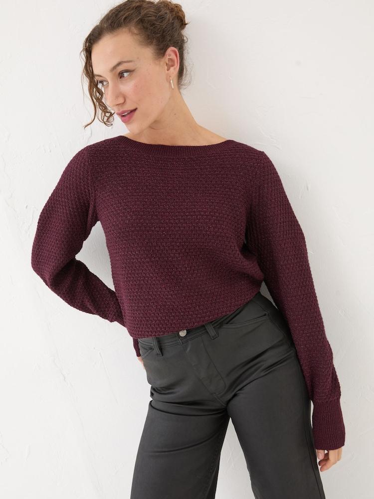Fat Face Red Lara Sparkle Jumper