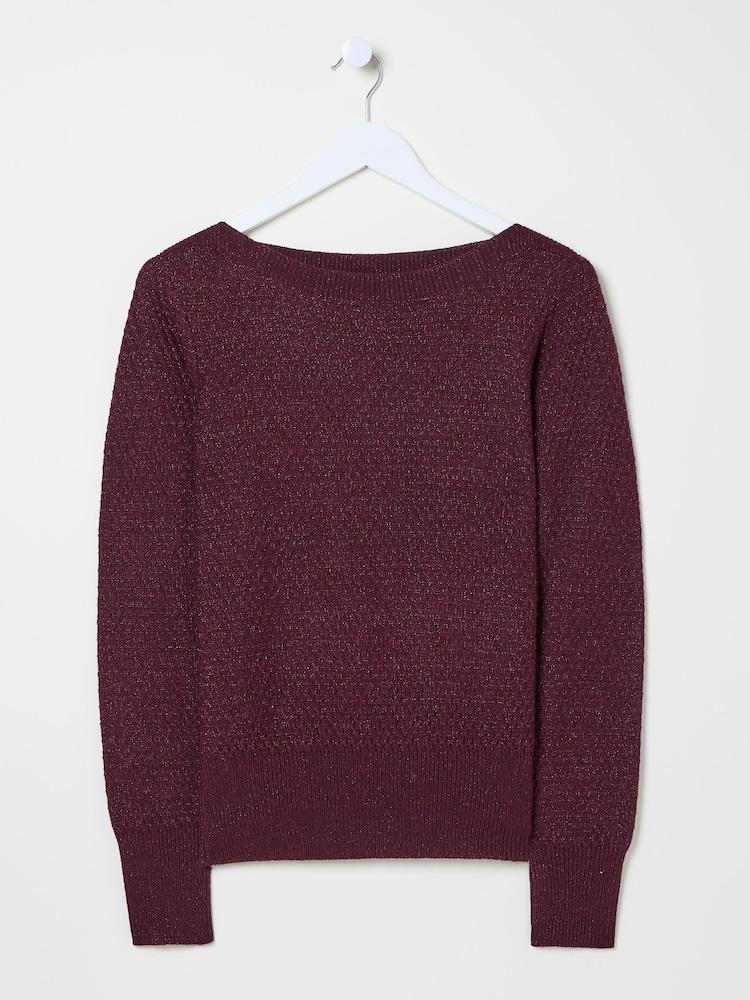 fat face Red Lara Sparkle Jumper