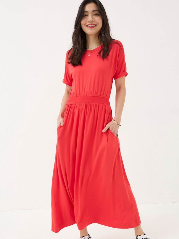 Fat Face Red Midi Jersey Dress