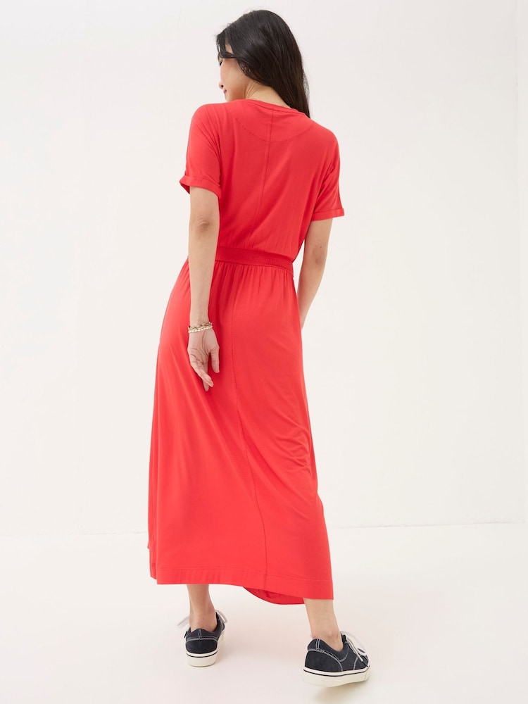 Fat Face Red Midi Jersey Dress