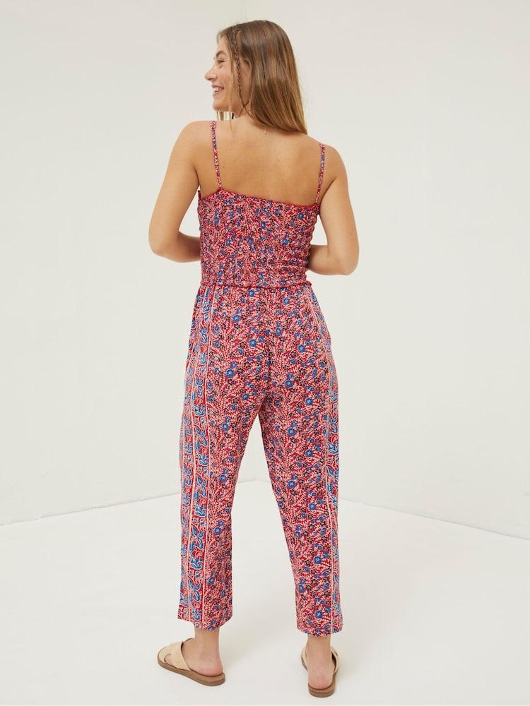 Fat Face Red Natalie Meadow Jumpsuit