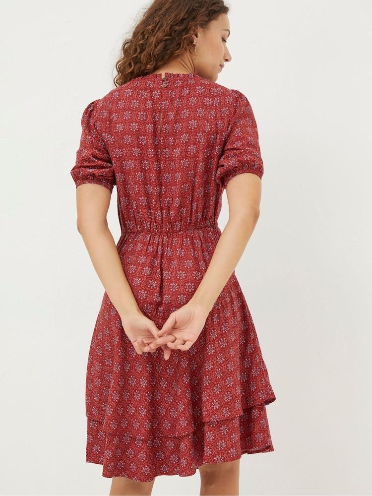 Fat Face Red Shaney Craft Geo Dress