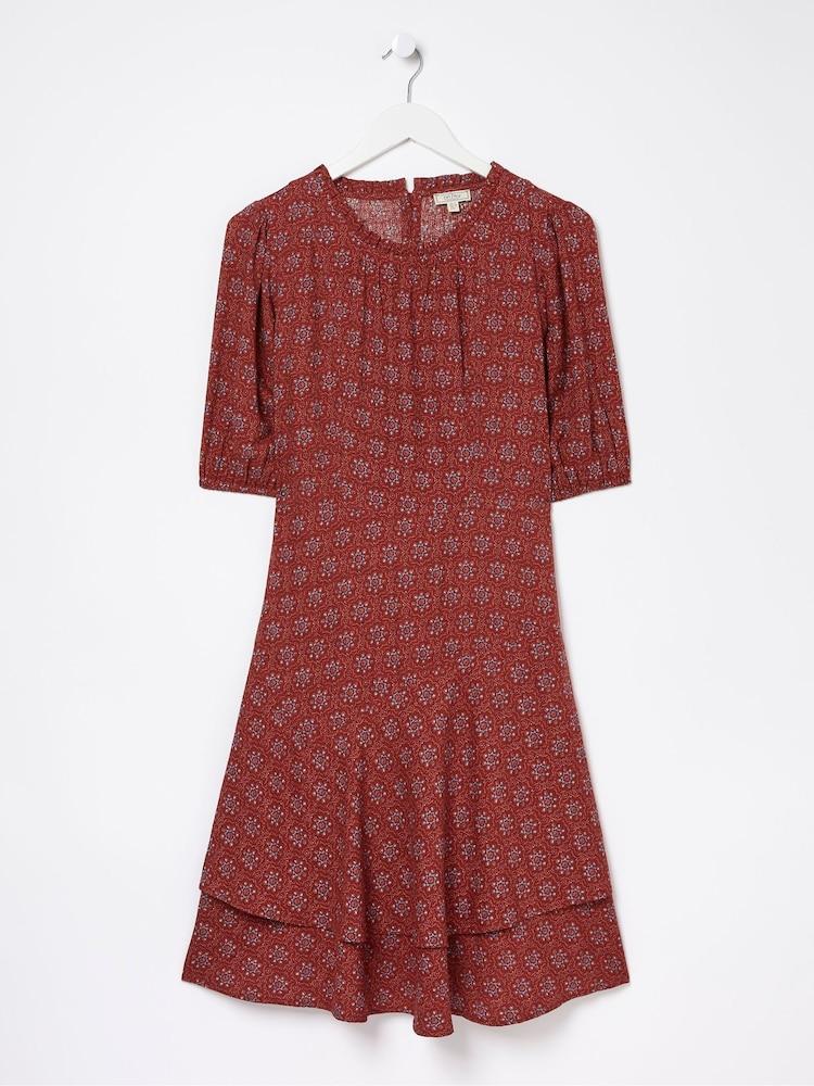 fat face Red Shaney Craft Geo Dress