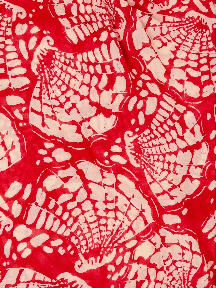 Fat Face Red Shell Print Lightweight Scarf