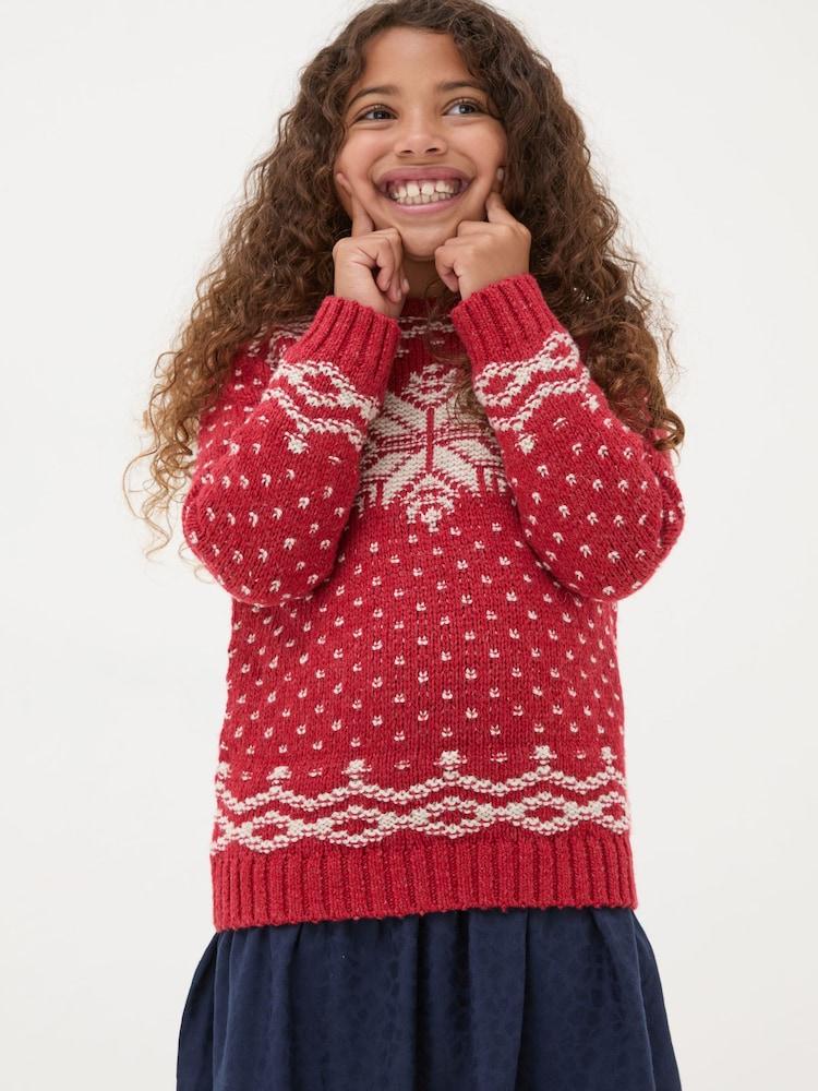 Fat Face Red Snowflake Jumper