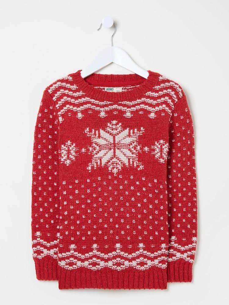 fat face Red Snowflake Jumper