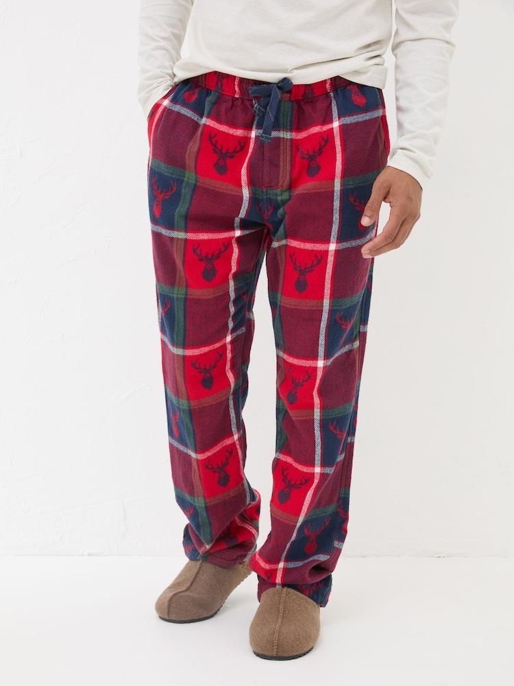 Fat Face Red Stag Jacquard Pyjama Bottoms