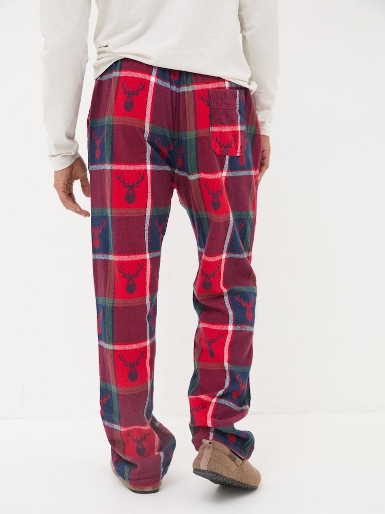 Fat Face Red Stag Jacquard Pyjama Bottoms