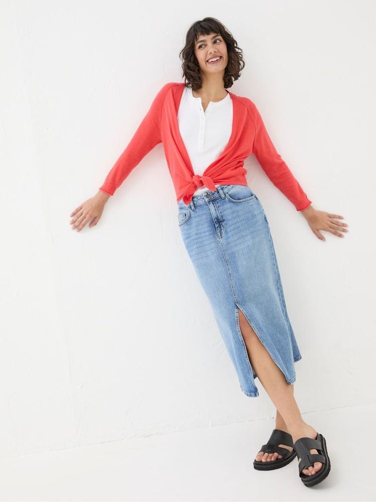 Fat Face Red Tie Front Cardigan