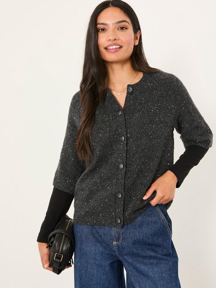 Fat Face Remi Black Knitted Cardigan
