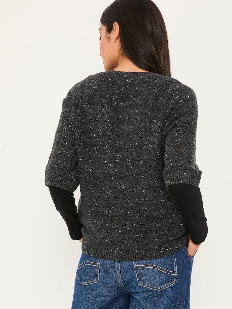 Fat Face Remi Black Knitted Cardigan