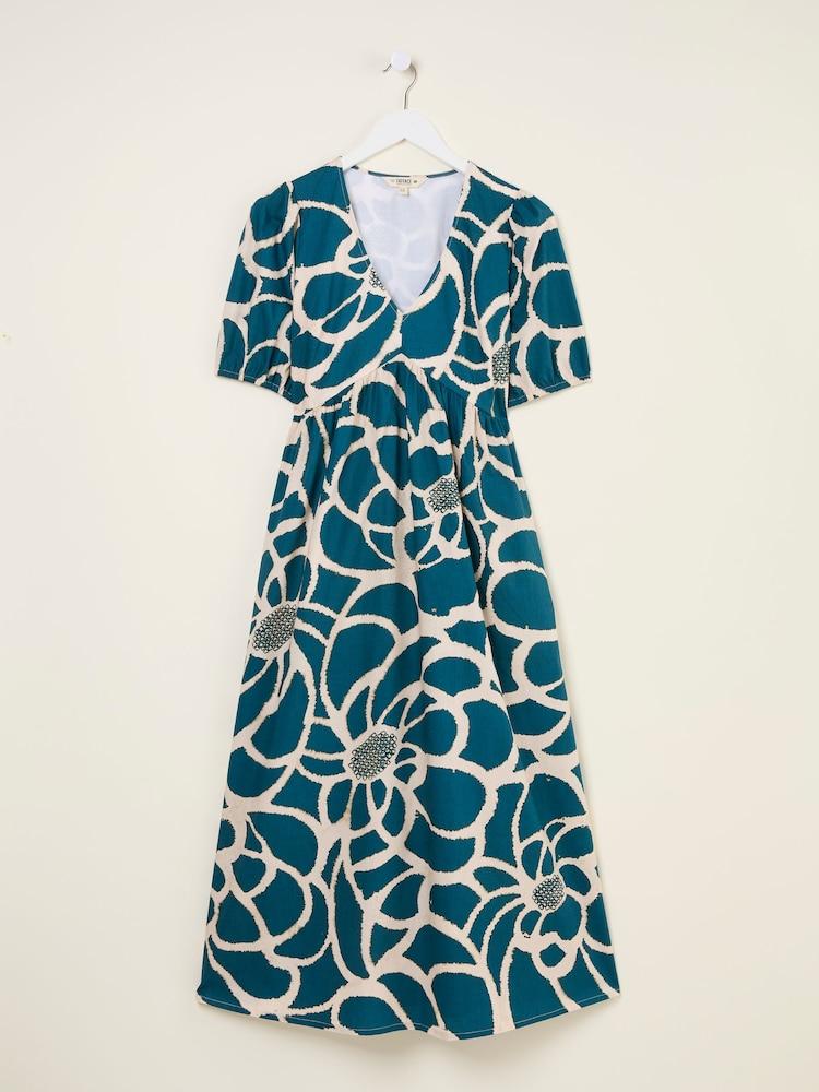 fat face Remi Teal Blue Shibori Midi Dress