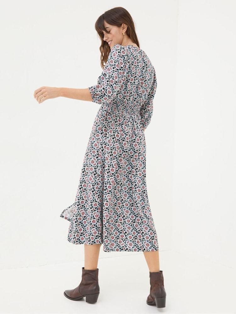 Fat Face Rene Black Wild Floral Midi Dress