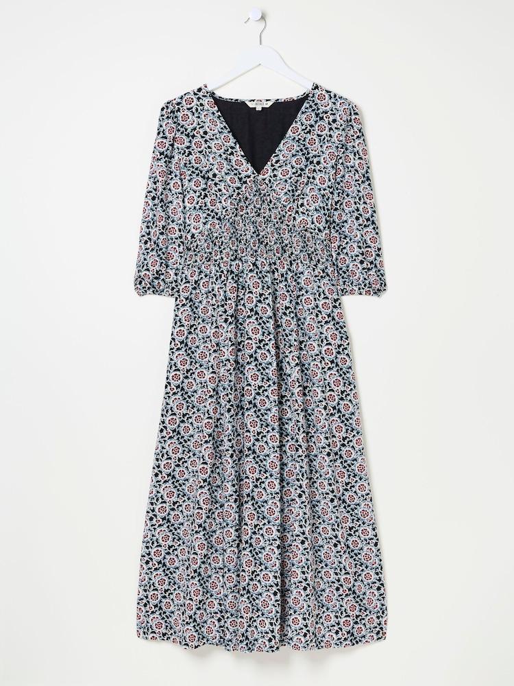 fat face Rene Black Wild Floral Midi Dress