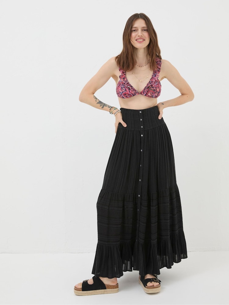 Fat Face Rhea Black Beach Maxi Skirt