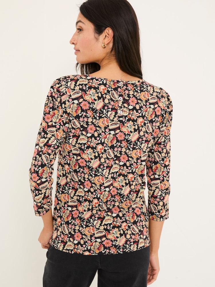 Fat Face Ria Black Historical Floral Top