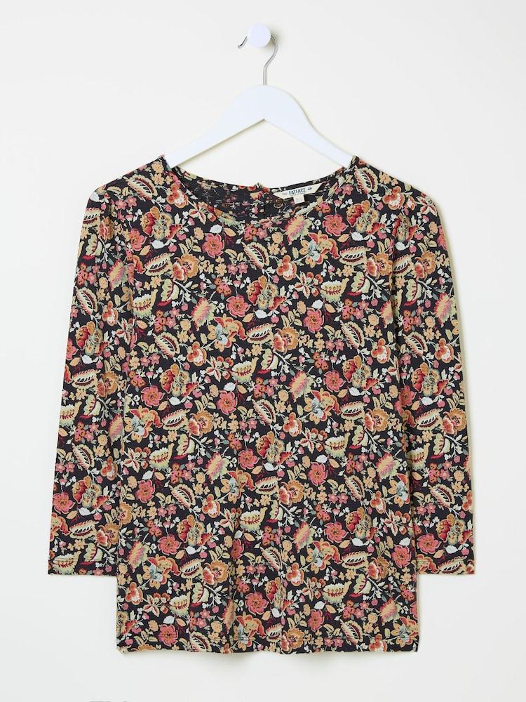 fat face Ria Black Historical Floral Top