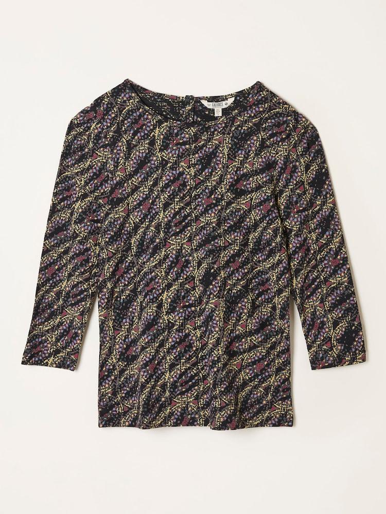 fat face Ria Black Sketchy Texture Top