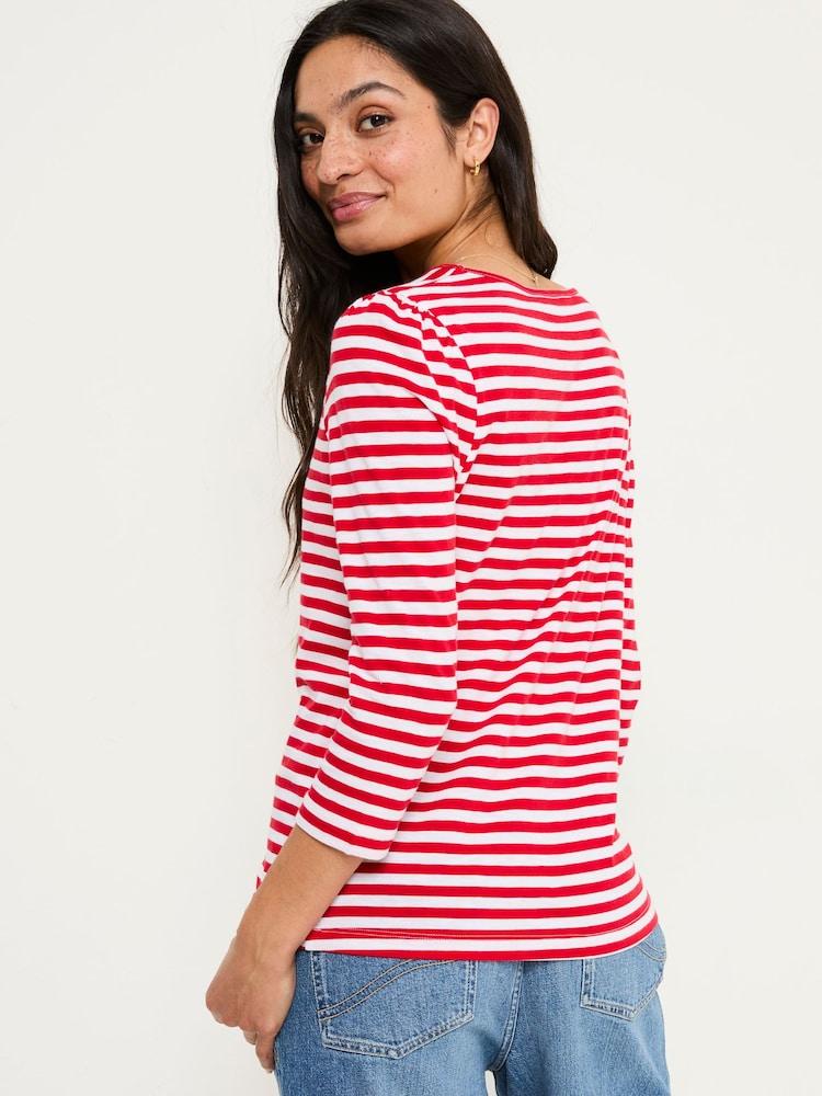 Fat Face Ria Red Stripe 100% Cotton Top