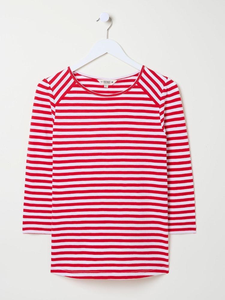 fat face Ria Red Stripe 100% Cotton Top