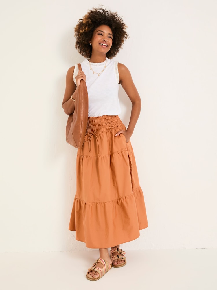 Fat Face Ricky Golden Tan Midi Skirt