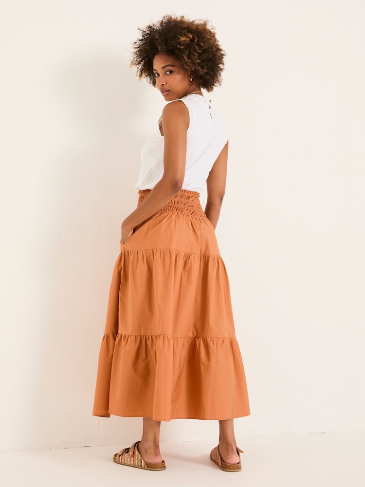Fat Face Ricky Golden Tan Midi Skirt