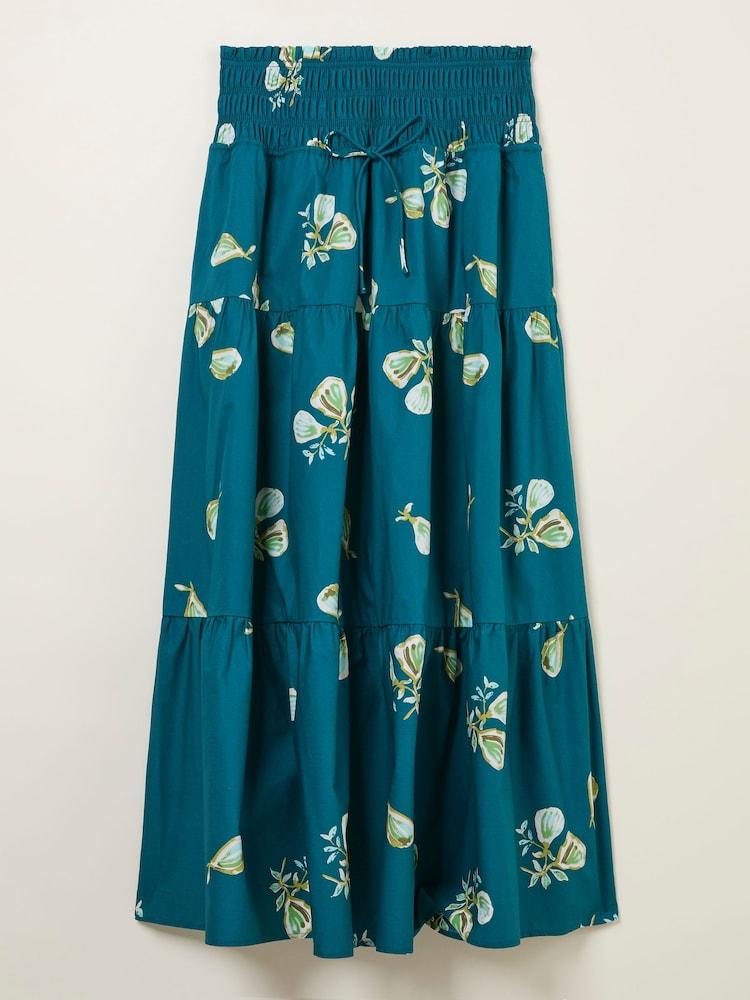fat face Ricky Teal Blue Figs Midi Skirt