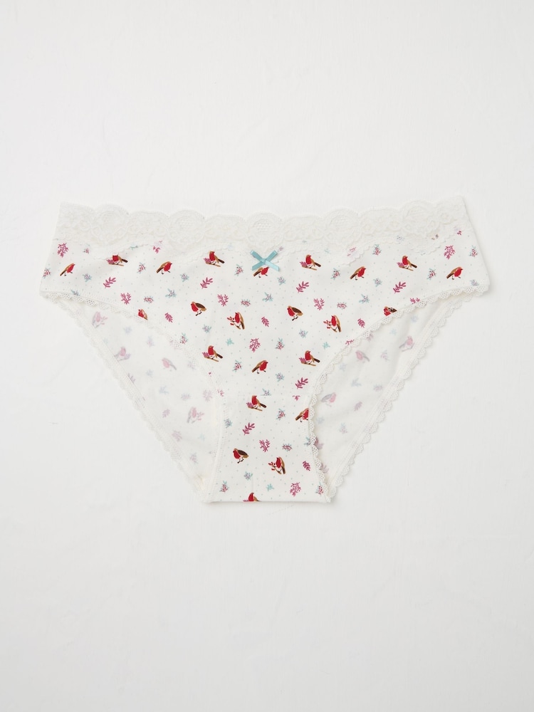Fat Face Robin Ivory Floral Mini Knickers