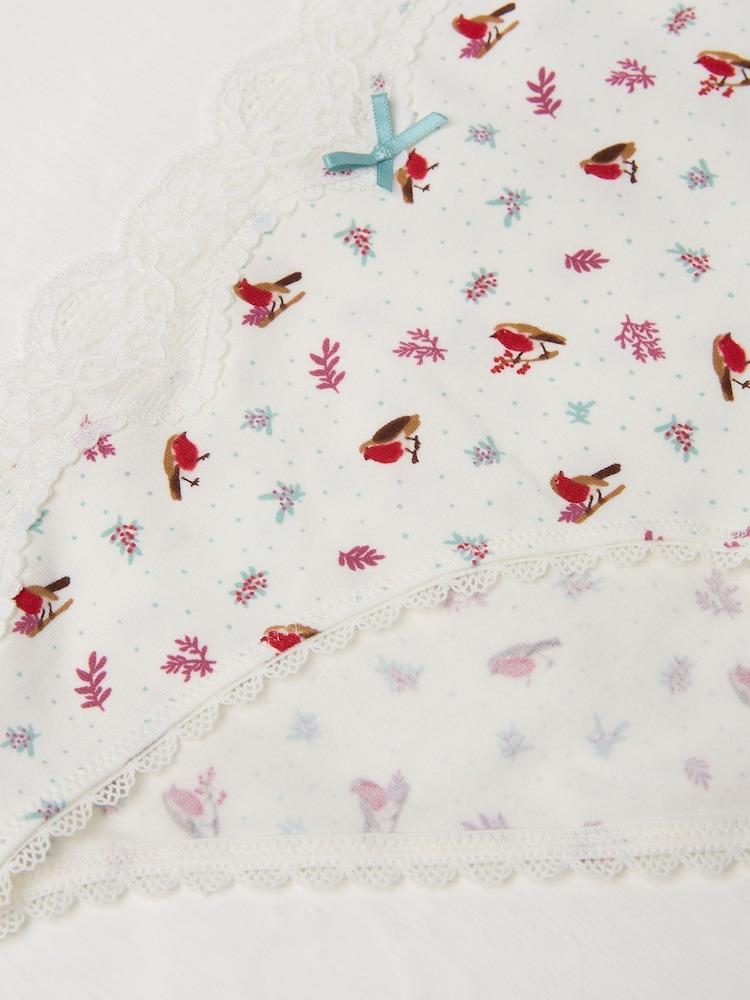 fat face Robin Ivory Floral Mini Knickers