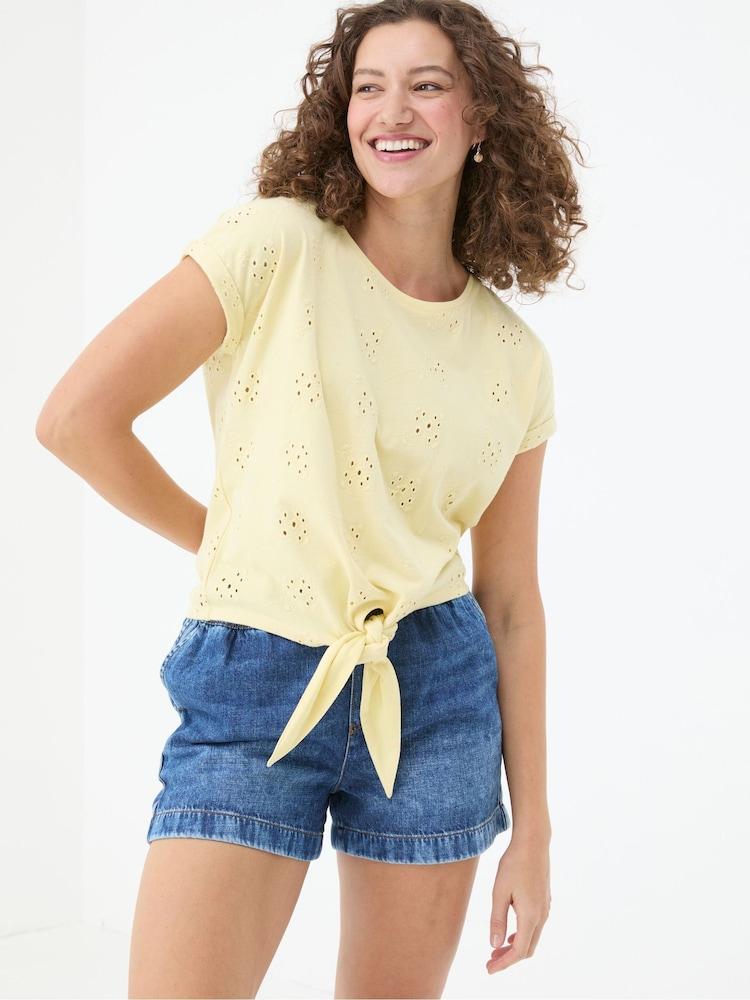 Fat Face Roisin Yellow Tie Front Top