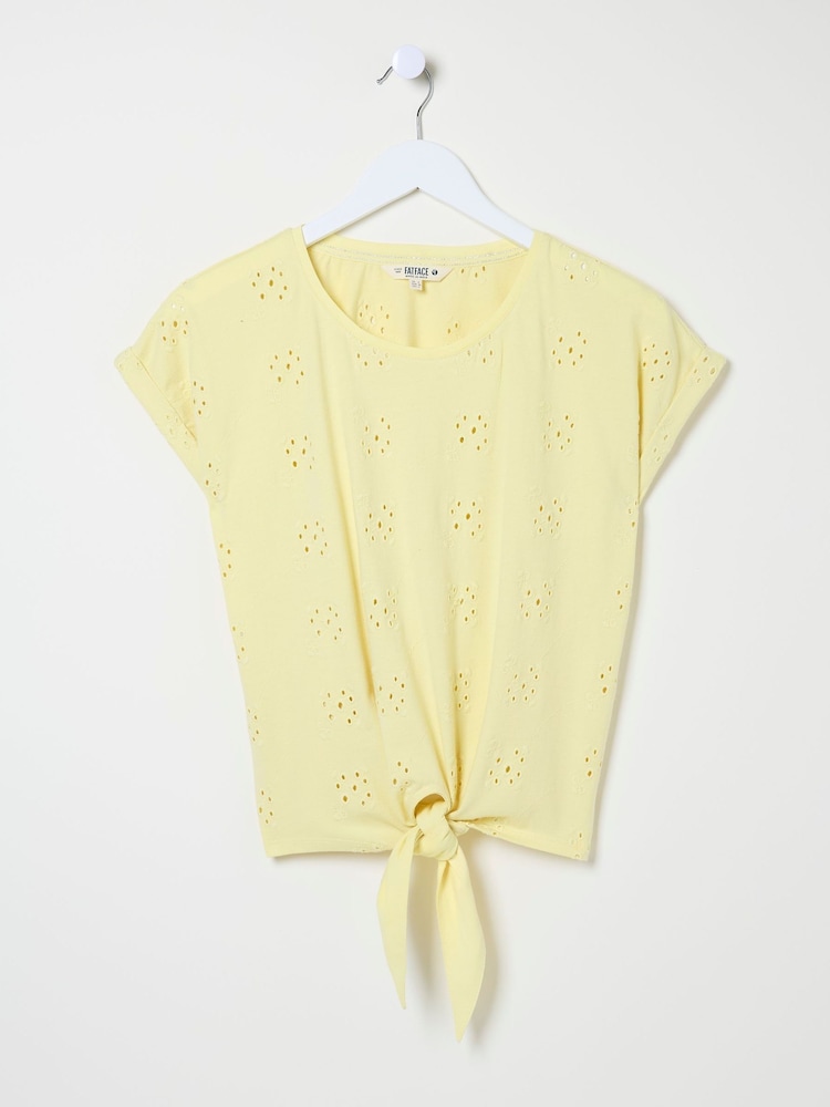 fat face Roisin Yellow Tie Front Top