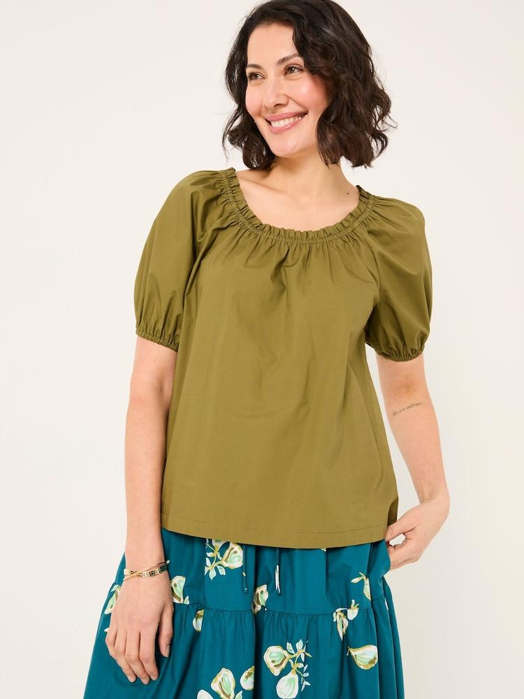 Fat Face Ronnie Khaki Green Blouse