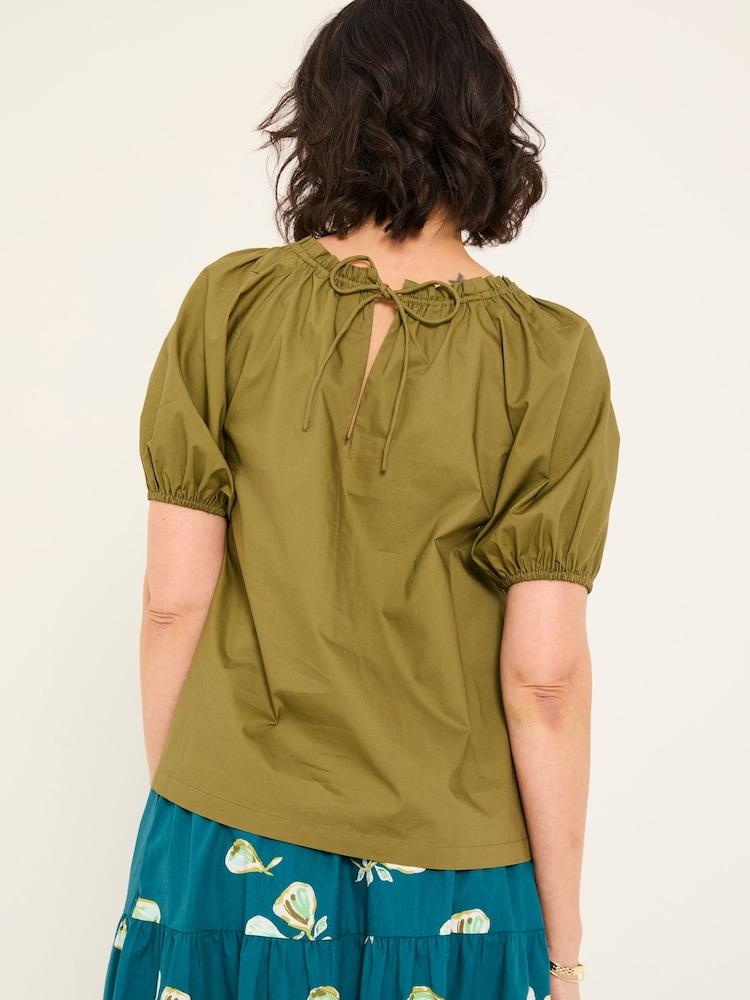 Fat Face Ronnie Khaki Green Blouse