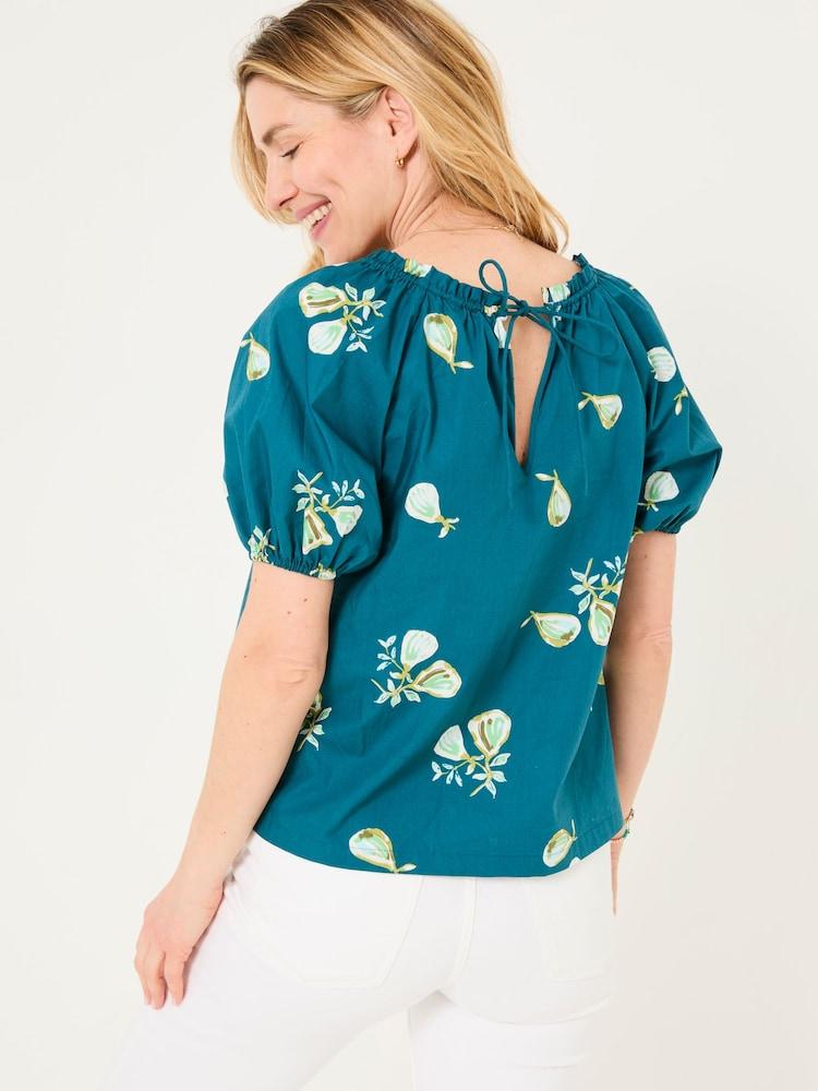 Fat Face Ronnie Teal Blue Figs Blouse