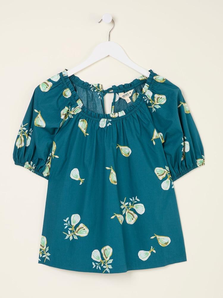 fat face Ronnie Teal Blue Figs Blouse