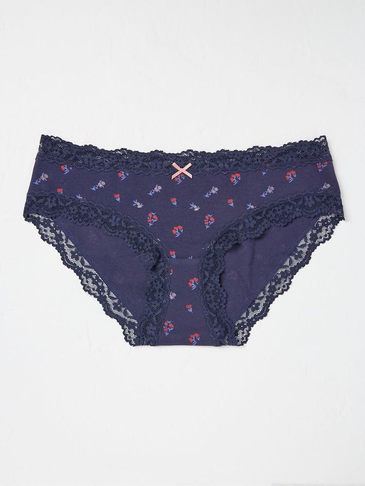 Fat Face Rose Blue Floral Stripe Short Knickers