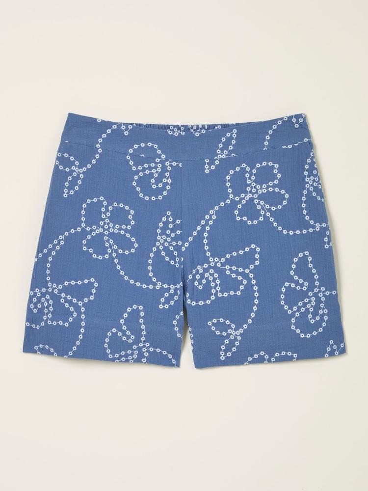 fat face Rosie Chambray Blue Printed Shorts