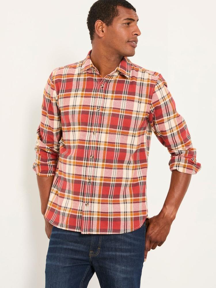 Fat Face Routh Berry Red Long Sleeve Check Shirt