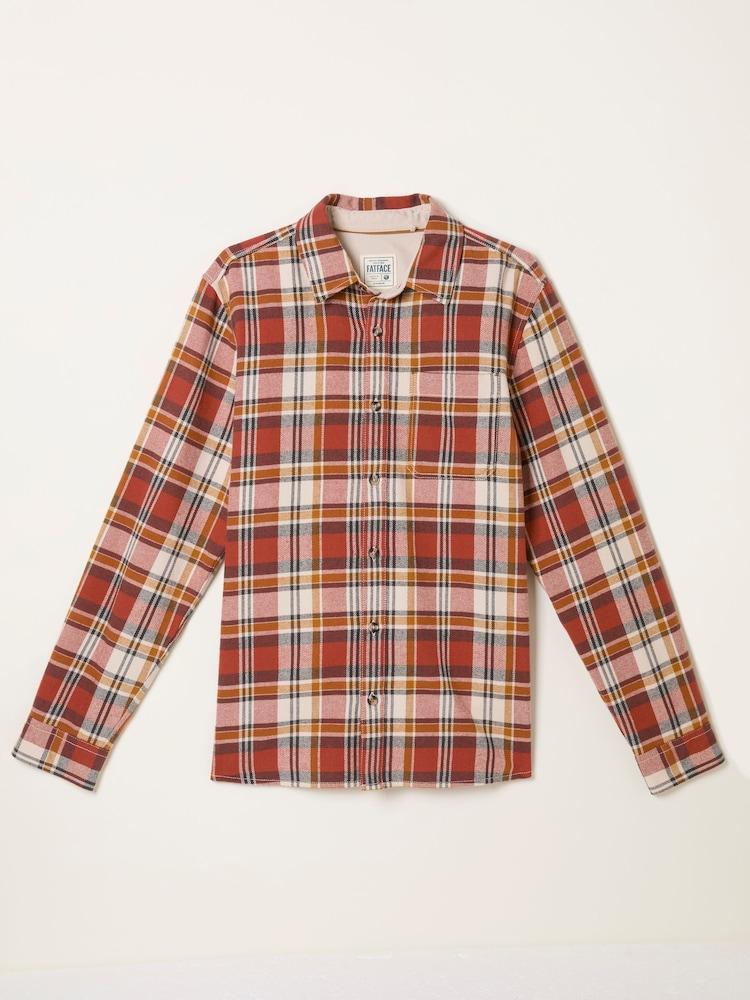 fat face Routh Berry Red Long Sleeve Check Shirt