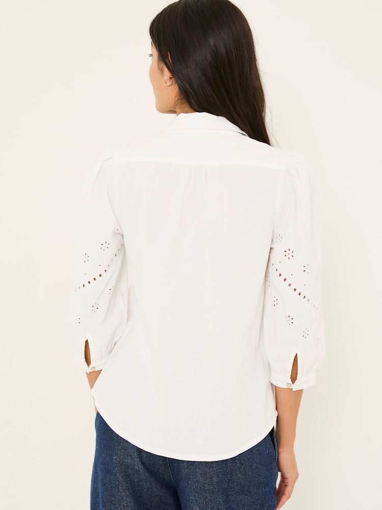 Fat Face Roxi Ivory 100% Cotton Embroidered Shirt