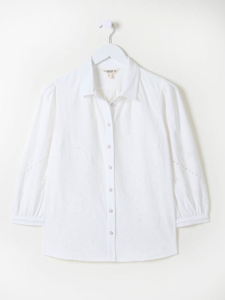 fat face Roxi Ivory 100% Cotton Embroidered Shirt
